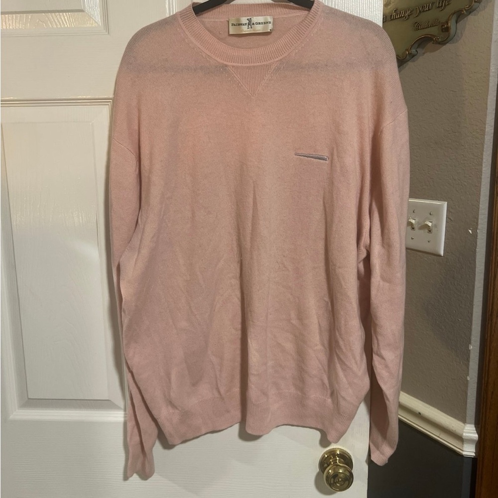 Fairway & Greene Men's Light Pink Cashmere Crewneck Sweater